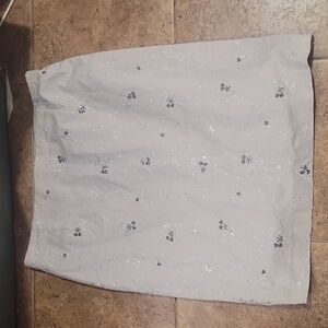 LAUNDRY by Shelli Segal embroidered beaded dove Grey  gray skirt 6
